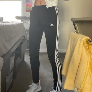 XS Black Adidas joggers with zippers. Unisex